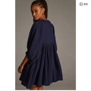 Sundry | Navy Blue Boho Babydoll Cotton Dress